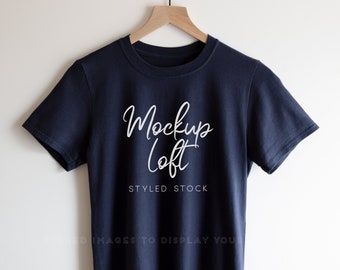 Navy T Shirt Mockup | Hanger T shirt Mockup | Men's T shirt Mockup | Unisex Mockup | SKU T0396