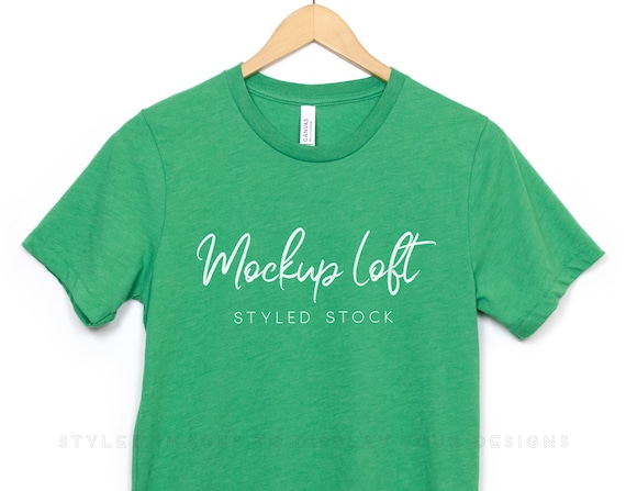 Bella Canvas 3001 Mockup Heather Kelly Green Unisex T Shirt