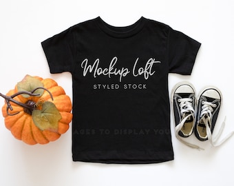 Bella Canvas 3001T Mockup Black | Halloween Toddler Tee Mockup | Black Toddler T Shirt Mockup | Fall T Shirt Mockup | SKU T0337