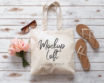 Mockup canvas draagtas | Mockup draagtas lente | Gestileerde Stock Photo | Digitaal JPEG-BEELD | Artikelnummer B0002