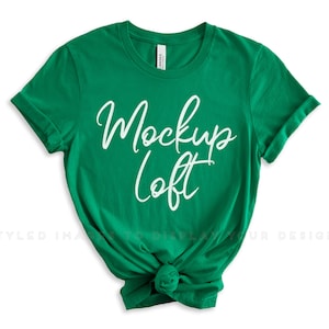 Bella Canvas 3001 Mockup Kelly Green / Bella Canvas Kelly Green T Shirt Mockup / Styled Flat Lay / SKU T0504