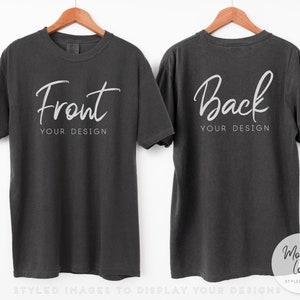 Pepper Front and Back T-shirt Mockup | C1717 Pepper Mockup |  | T Shirt on Hanger | Unisex T shirt Mockup | Men&#39;s T shirt Mockup | SKU T0545