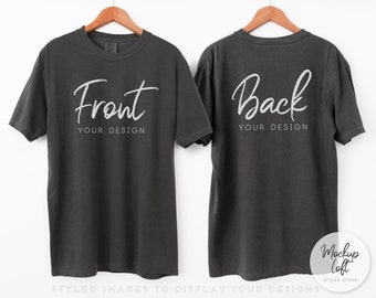 Pepper Front and Back T-shirt Mockup | C1717 Pepper Mockup |  | T Shirt on Hanger | Unisex T shirt Mockup | Men's T shirt Mockup | SKU T0545