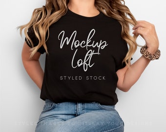3001 Black T-shirt Model Mockup | SKU T0607