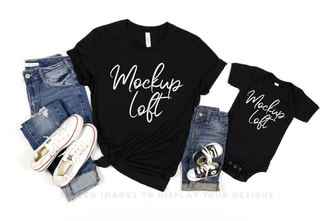 Mommy and Me Shirt Mockup Matching Outfits Mockup Black Bella Canvas ...