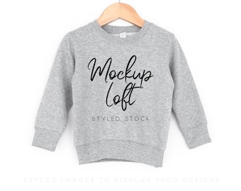 Toddler Sweatshirt Mockup Heather Gray | Gray Sweatshirt Mockup | Kid Sweatshirt Mockup | Rabbit Skins 3317 Heather | SKU T0539
