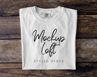 White T-shirt Mockup | Folded T-shirt Flat-Lay Mockup | Unisex T Shirt Mockup | C1717 White Mockup | SKU T0558