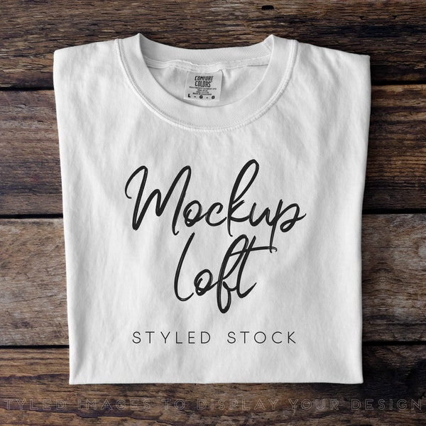 White T-shirt Mockup | Folded T-shirt Flat-Lay Mockup | Unisex T Shirt Mockup | C1717 White Mockup | SKU T0558