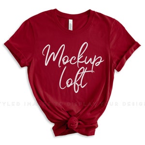 Bella Canvas 3001 Mockup Cardinal / 3001 Cardinal Red Mockup / 3001 Cardinal T shirt Mockup / Styled Flat Lay / SKU T0508