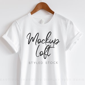 Bella Canvas 3001 Mockup White | White Unisex 3001 T Shirt Mockup | T shirt on Hanger Mockup | Digital Photo JPG File | SKU T0433