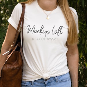 Bella Canvas 3001 Mockup Natural | 3001 Women&#39;s Model Mockup | 3001 Natural Tshirt Mockup | SKU T0290