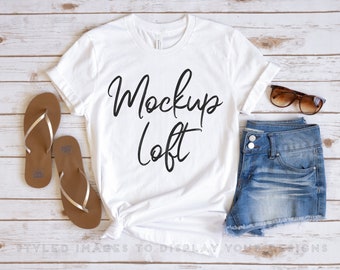 Bella Canvas 3001 Mockup White | White T Shirt Mockup | White 3001 T shirt Mockup | Summer T Shirt  Mockup | SKU T0177