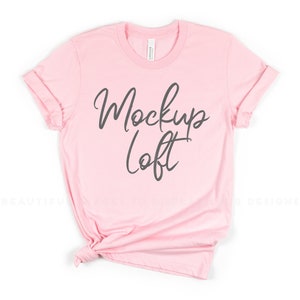 MOCKUP | Pink Bella Canvas 3001 Mockup | Pink Bella Canvas Mockup | Pink Tshirt Mockup | Styled Flat Lay | Knotted T shirt | SKU T0215