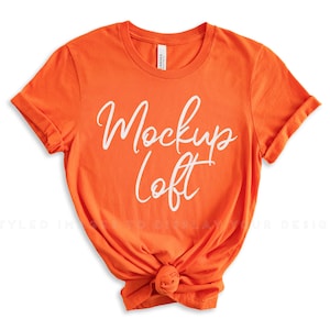 Bella Canvas 3001 Mockup Orange / Bella Canvas Orange T Shirt Mockup / Halloween T shirt Mockup / SKU T0497