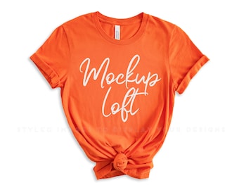 Bella Canvas 3001 Mockup Orange | Bella Canvas Orange T Shirt Mockup | Halloween T shirt Mockup | SKU T0497