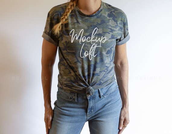 LAT 6901 Mockup Vintage Camo Vintage Camo Mockup Camo T Shirt