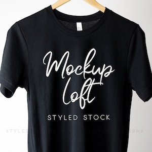 Czarny Bella Canvas 3001 Mockup | Czarny Bella Canvas Tshirt Mockup | Wiszący Tshirt Mockup | Cyfrowy Plik JPG Zdjęcia | SKU T0104
