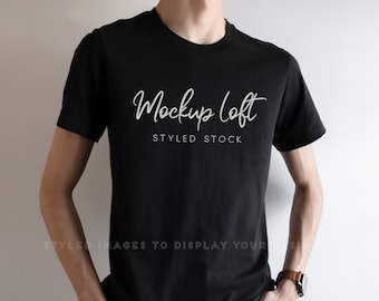 Bella Canvas 3001 Mockup Black | Men's Shirt Mockup | Black T shirt Mockup | 3001 Mens Model T Shirt Mockup | SKU T0388
