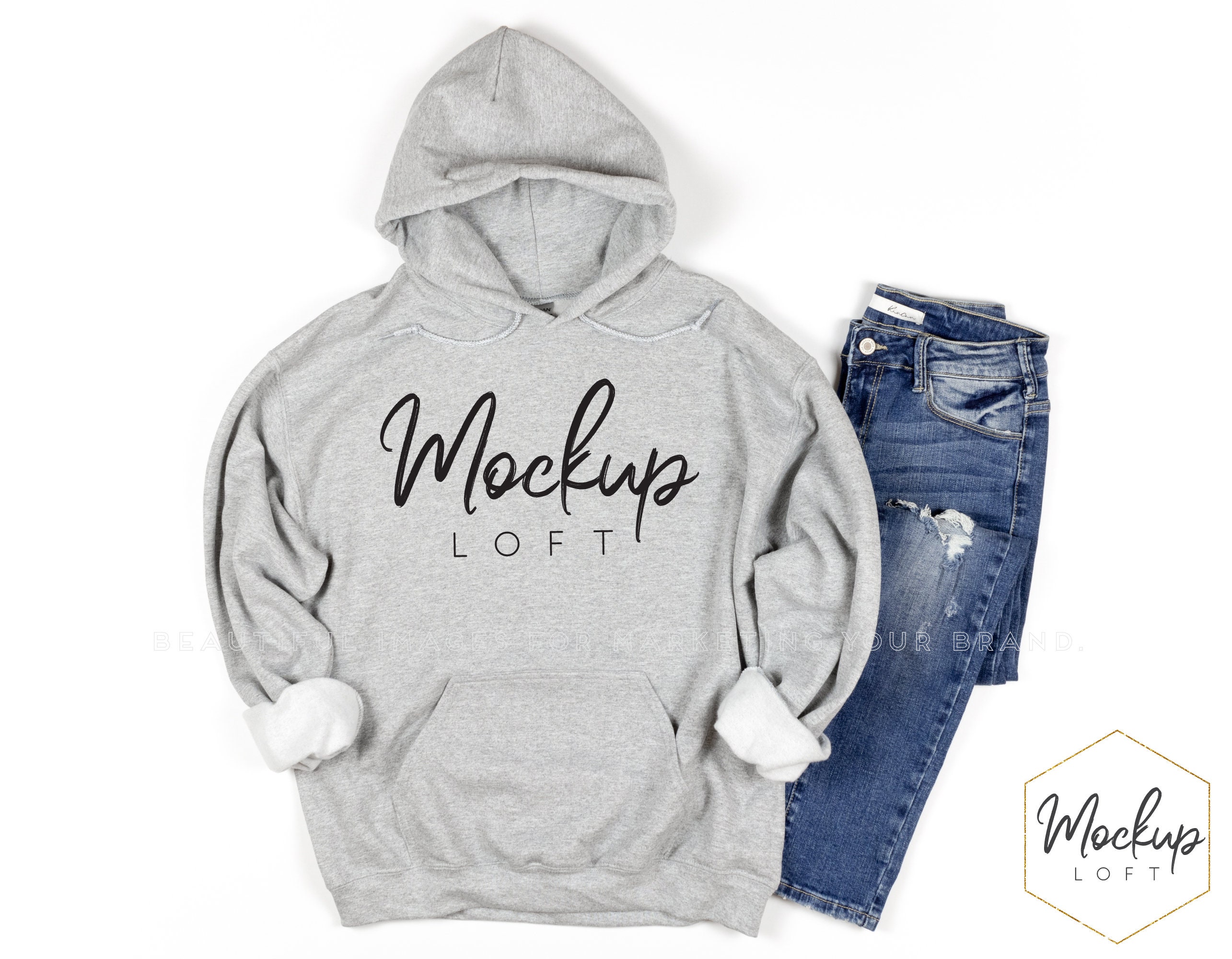 Download Gildan 18500 Sport Grey Hoodie Mockup Hooded Sweatshirt Sku T0047