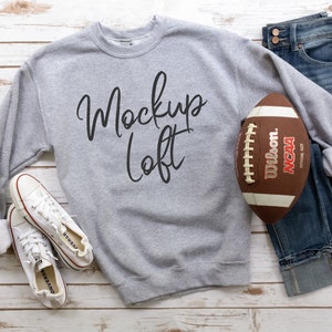 Gray Sweatshirt Mockup | Sport Grey Sweatshirt Mockup | Unisex Crewneck Mockup | Fall sweater mockup | Football Mockup | SKU T0331
