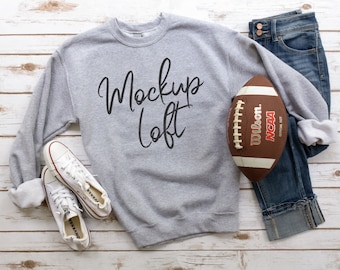 Gray Sweatshirt Mockup | Sport Grey Sweatshirt Mockup | Unisex Crewneck Mockup | Fall sweater mockup | Football Mockup | SKU T0331
