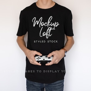 Gamer T Shirt Mockup | Black T Shirt Mockup | Model Mockup | Teenager T Shirt Mockup | SKU T0400
