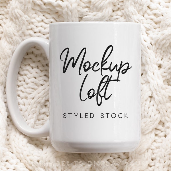 Mug Mockup | 15 oz. Ceramic Mug Mockup | White Coffee Mug Styled Stock Photo | Winter Mug Mockup | Fall Mug | Digital JPEG IMAGE | SKU M0037