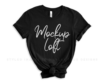 Bella Canvas 3001 Mockup Black | Bella Canvas Black T Shirt Mockup | Styled Flat Lay | SKU T0506