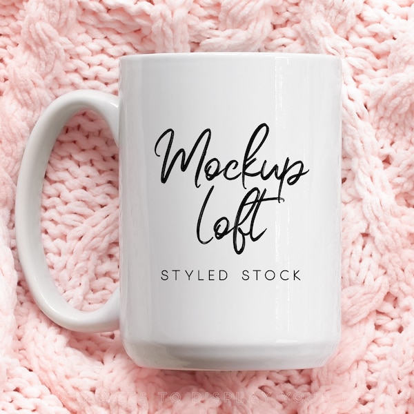 Mug Mockup | 15 oz. Ceramic Mug Mockup | White Coffee Mug Styled Stock Photo | Valentine's Day Mug Mockup | Digital JPEG IMAGE | SKU M0046