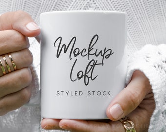 Mug Mockup | 11 oz. Ceramic Mug Mockup | White Coffee Mug Styled Stock Photo | Digital JPEG IMAGE | SKU M0007