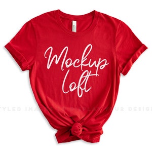 Bella Canvas 3001 Maqueta roja / Bella Canvas Red T Shirt Maqueta / Estilo plano / SKU T0507
