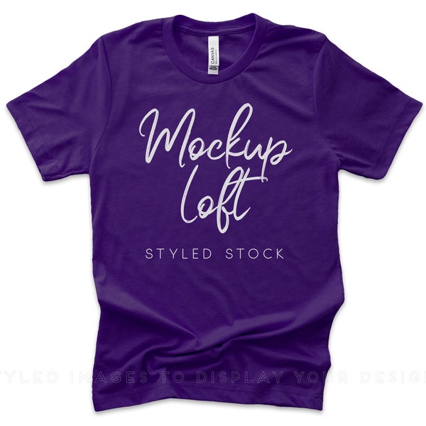 Bella Canvas 3001 Mockup Team Purple | 3001 Team Purple T Shirt Mockup | Unisex T Shirt Mockup | SKU T0568