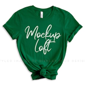 Bella Canvas 3001 Mockup Evergreen / Bella Canvas Evergreen T Shirt Mockup / Styled Flat Lay / SKU T0503