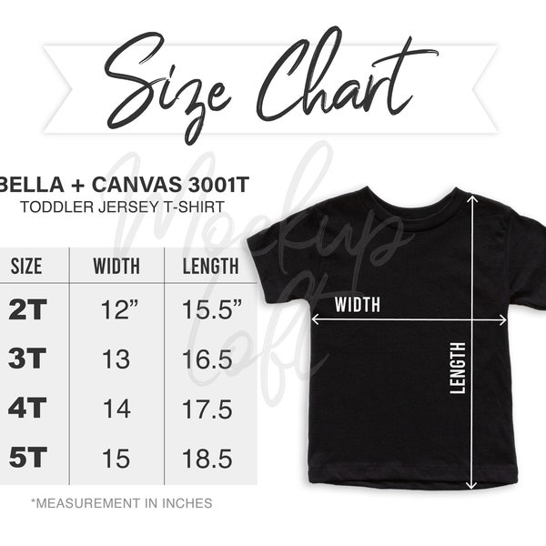 3001T Toddler T Shirt Size Chart, Bella Canvas 3001T Measurements, 3001T Size Chart, Bella Canvas Size Chart, SKU SC030