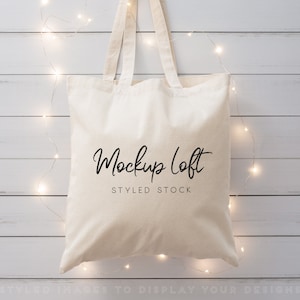 Canvas Tote Bag Mockup Natural | Christmas Tote Bag Mockup | Styled Stock Photo | Digital JPEG IMAGE | SKU B0006