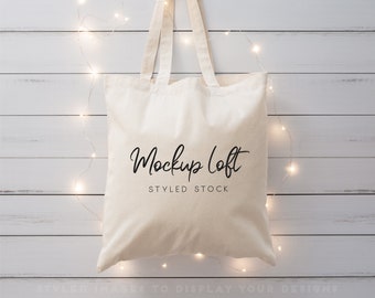 Mockup canvas draagtas naturel | Mockup kerstdraagtas | Gestileerde Stock Photo | Digitaal JPEG-BEELD | Artikelnummer B0006: