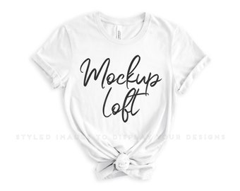 Bella Canvas 3001 Mockup White | Bella Canvas White T Shirt Mockup | Styled Flat Lay | SKU T0578
