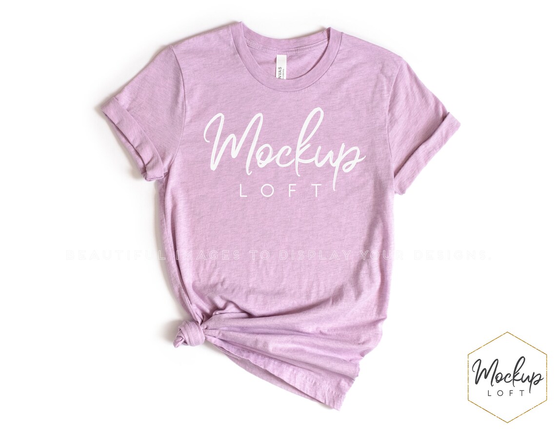 Bella Canvas 3001 Mockup Heather Prism Lilac Purple T Shirt - Etsy