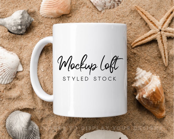 Beach Mug Mockup | Summer Mug Mockup | 11 oz. Ceramic Mug Mockup | Coffee Mug Mockup | Styled Stock Photo | Digital JPEG IMAGE | SKU M0063