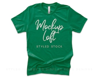 Bella Canvas 3001 Mockup Kelly | Green T shirt Mockup | Unisex Kelly 3001 T shirt Mockup | SKU T0569