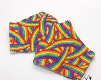 Rainbow Face Mask | LGBTQ Face Mask | Filter Pocket | Nose Wire | 3 layers | Adjustable bands | Peace | Adult | LGBTQ Community