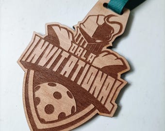 Custom Design. Wood Medal. Running. Laser Engraved. Hand Finished. Neck Awards.