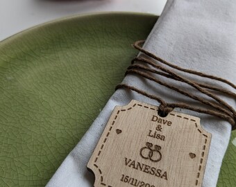 Personalized Custom Wood Tags, Custom Name - Logo Wood Tags, Wooden Craft Personalized Engraved Tag, Wooden Etched Gift Tags, Made to order