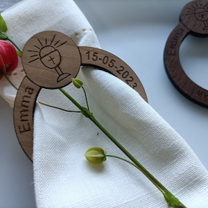 First Communion Napkins Ring, Personalized Napkin rings, 1st Communion decorations bulk, Napkin ring for communion party