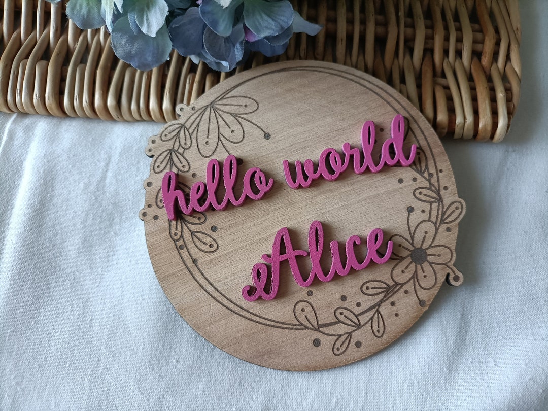 Wooden Hello World Sign, Baby Announcement Sing, Hospital Photo Props ...