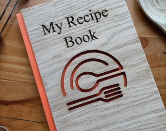 Personalized recipe book, Blank recipe book, Wooden recipe book, Custom cookbook, Custom recipe binder, Anniversary gift, Housewarming gift