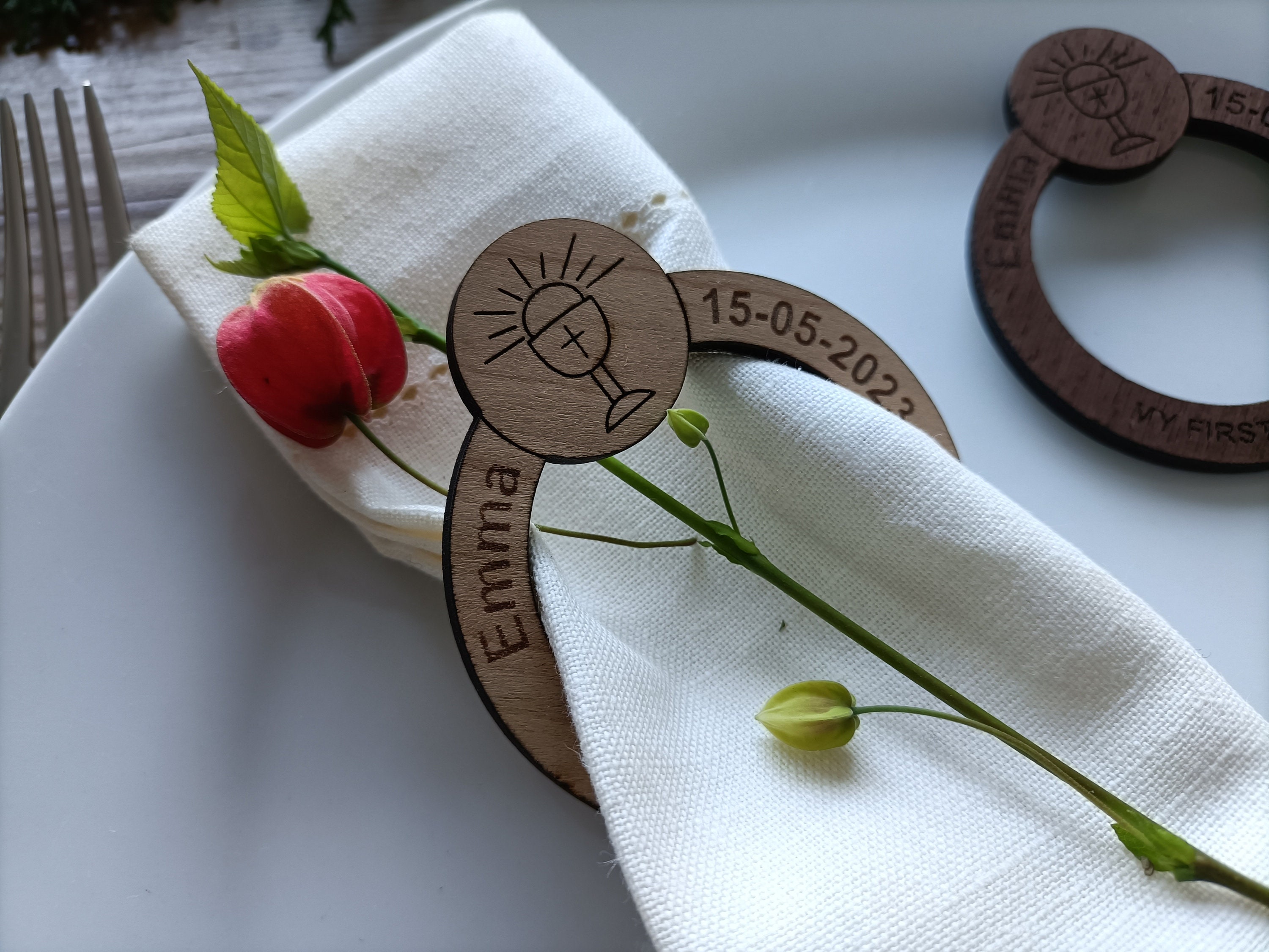 First Communion Napkins Ring, Personalized Napkin Rings, 1st Communion ...