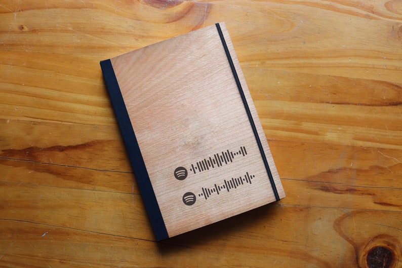 Spotify A5 Notebook QR code Personalized engraved Sketchbook Etsy