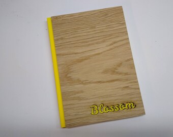 wooden notebook A5 Notebook / Sketchbook / Journal / Notebook Real Wood - Wooden cover- with personalized name - Gifts