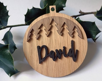 Personalized Christmas Ornaments, Custom Christmas tree Decor, Wood Xmas decor, Laser Cut Names, Christmas Bauble, Gift Tags, Your Logo